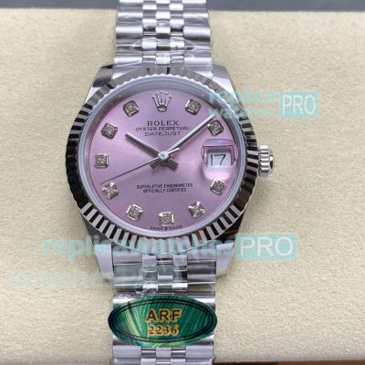 ARF Rolex Datejust Lady Swiss Clone Watch 31mm Pink Diamond Dial with Jubilee 
